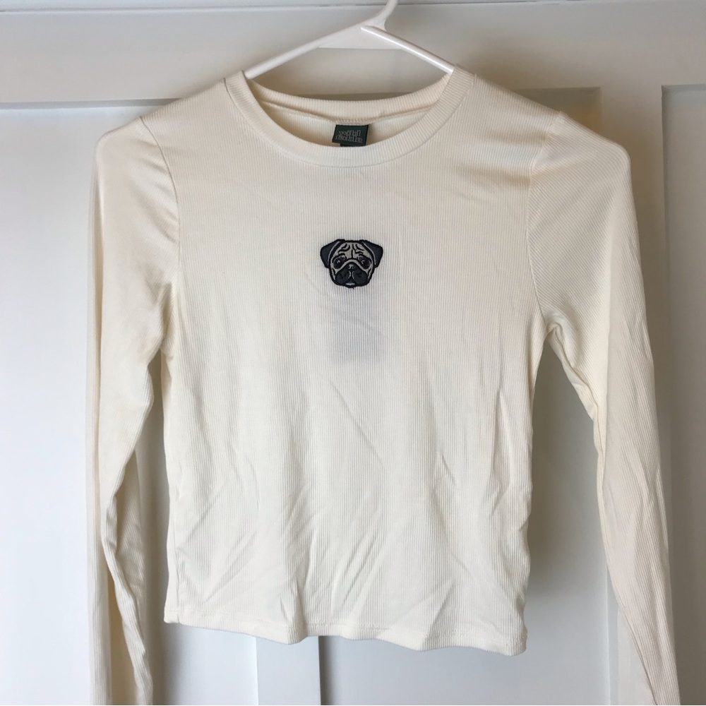 Wild Fable Long Sleeve Cream Pug Top, XS - Picture 2 of 6